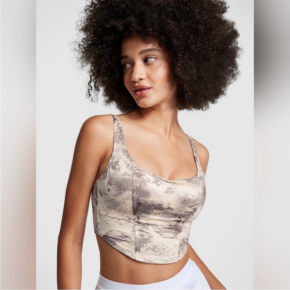 Victoria's Secret Cream & Gray Crop Bra Top - Size Medium